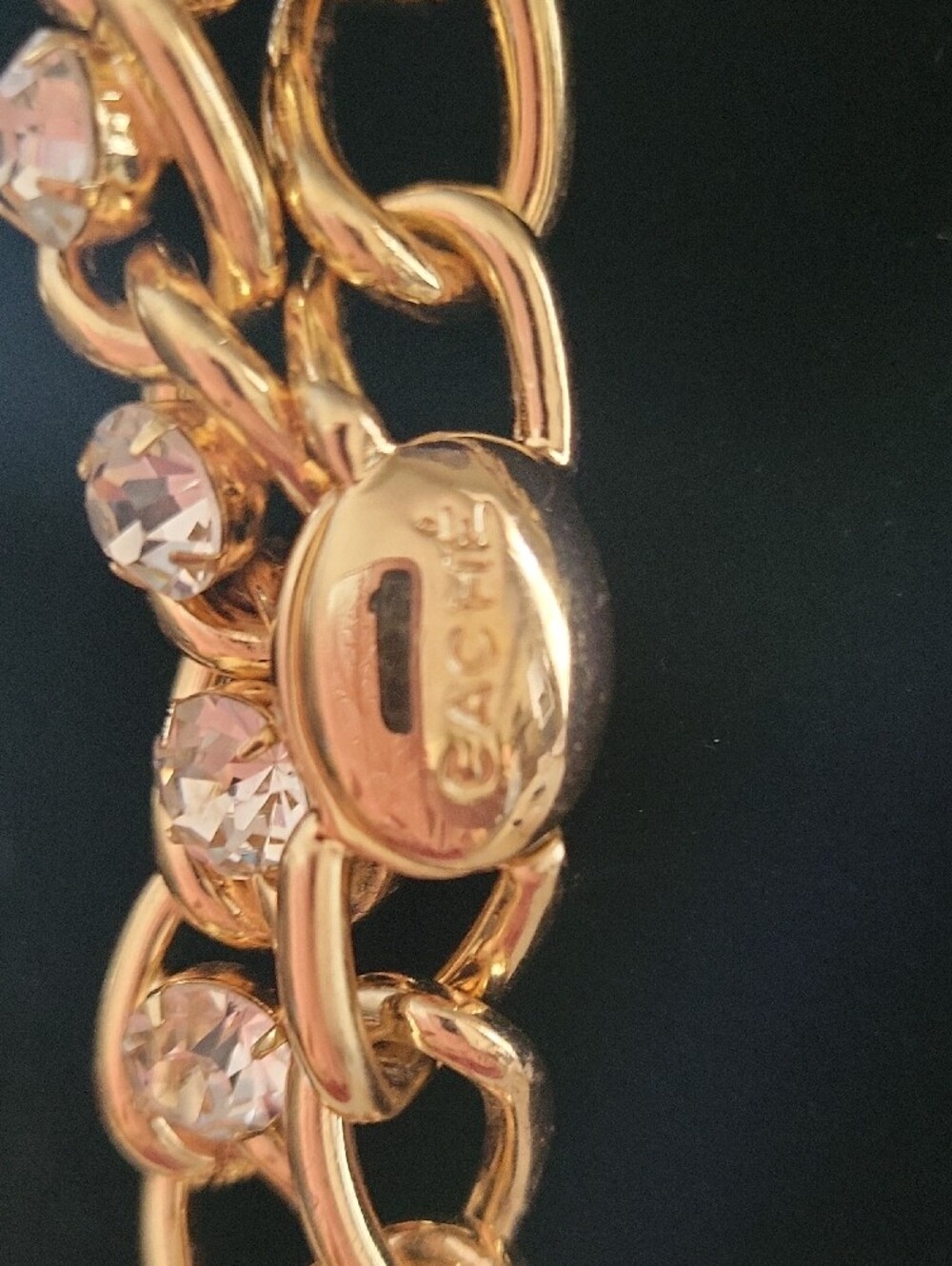 Cache Gold-Tone Double Chain Necklace with Clear Crystals With Matching Bracelet - Picture 4 of 11
